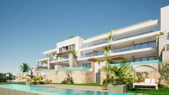Découvrez les nouveaux appartements de la communauté Limonero : tranquillité, intimité et vues luxueuses sur le golf Las Colinas.